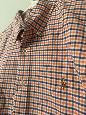 NWT Polo by Ralph Lauren Orange & Blue Check Button-Down XL Shirt